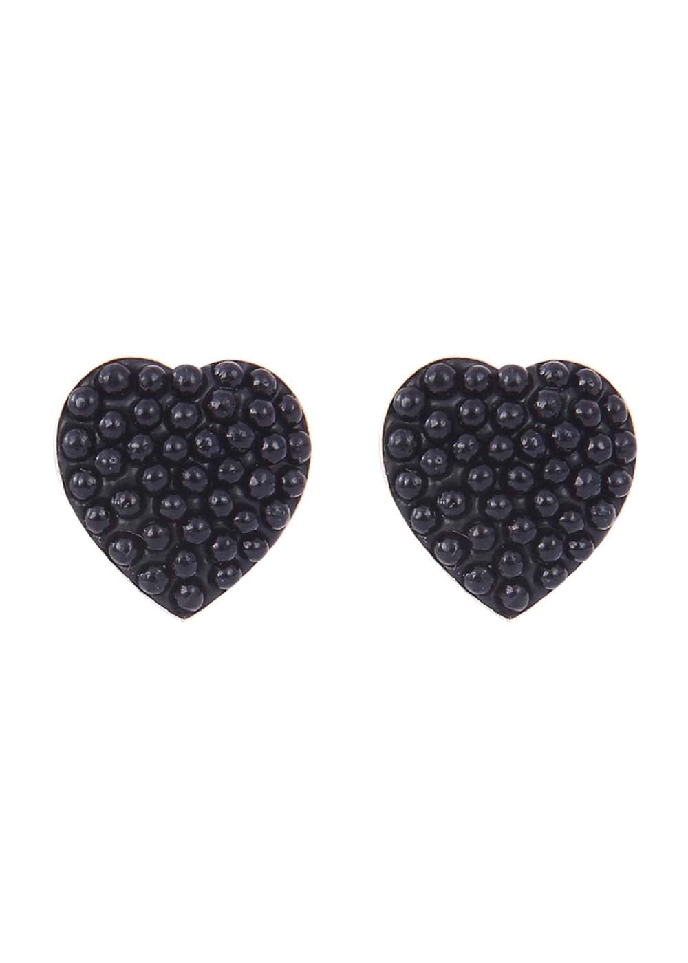 92.5 Sterling Silver Pair of black pearl Heart shape Studs - Studs