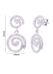 925 Sterling Silver Pair of Designer Love Heart Studs With Cubic Zirconia CZ Stones - Danglers