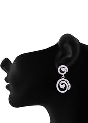 925 Sterling Silver Pair of Designer Love Heart Studs With Cubic Zirconia CZ Stones - Danglers
