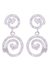 925 Sterling Silver Pair of Designer Love Heart Studs With Cubic Zirconia CZ Stones - Danglers
