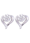 925 Sterling Silver Pair of Designer Love Heart Studs With Cubic Zirconia CZ Stones