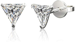 925 Sterling Silver pair of Triangle shape 4mm White Cubic Zircon (CZ) Stone - Studs