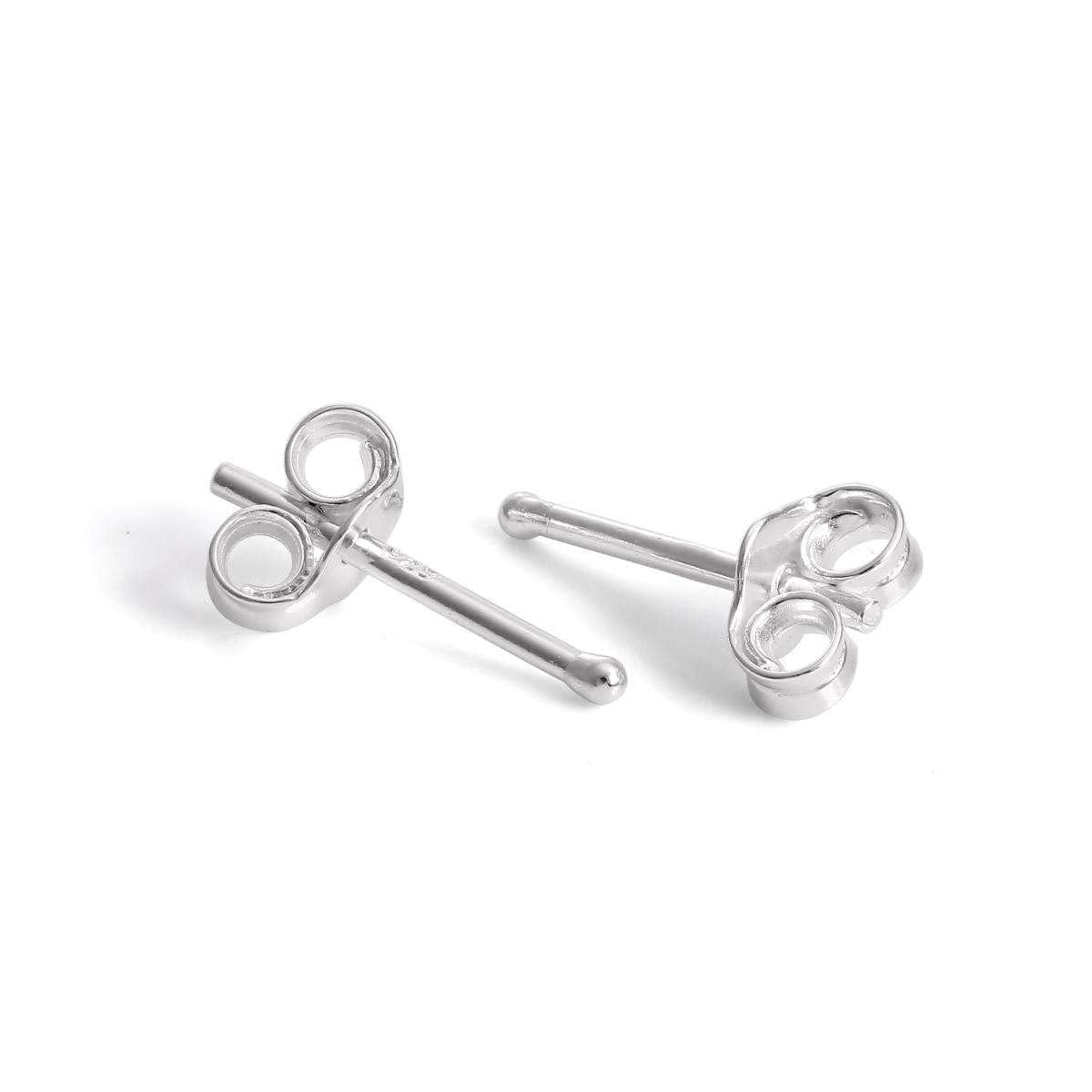 925 Sterling Silver Piercing 1 mm Hollow Ball Stud Unisex Earrings - Studs