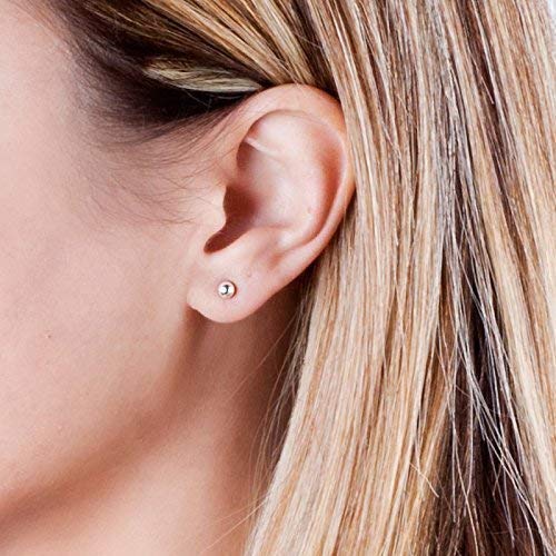 925 Sterling Silver Piercing 4 mm Hollow Ball Stud Unisex Earrings - Studs