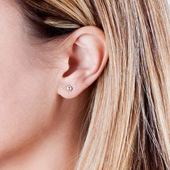 925 Sterling Silver Piercing 4 mm Hollow Ball Stud Unisex Earrings - Studs
