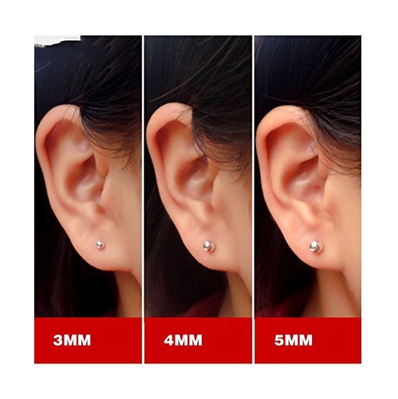 925 Sterling Silver Piercing 4 mm Hollow Ball Stud Unisex Earrings - Studs
