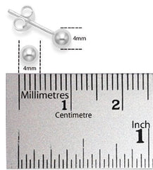 925 Sterling Silver Piercing 4 mm Hollow Ball Stud Unisex Earrings - Studs