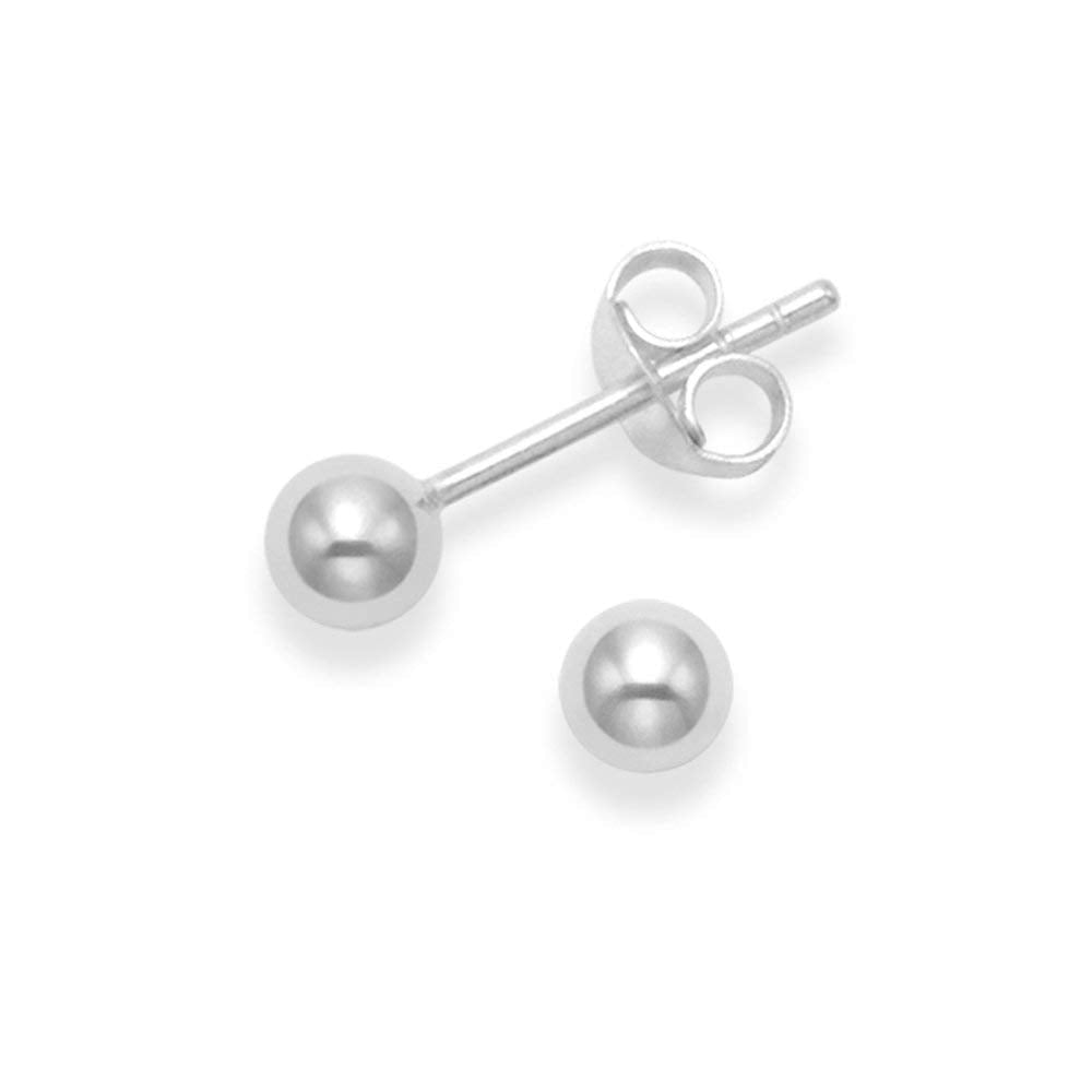 925 Sterling Silver Piercing 4 mm Hollow Ball Stud Unisex Earrings - Studs