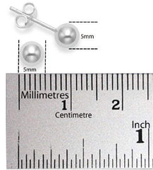 925 Sterling Silver Piercing 5 mm Hollow Ball Stud Unisex Earrings - Studs