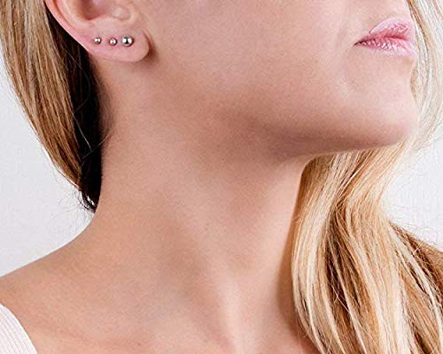 925 Sterling Silver Piercing 5 mm Hollow Ball Stud Unisex Earrings - Studs