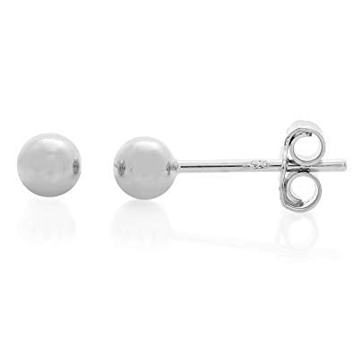 925 Sterling Silver Piercing 5 mm Hollow Ball Stud Unisex Earrings - Studs