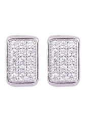 925 Sterling Silver Small Rectangle Shape Cubic Zircon Studs - Studs