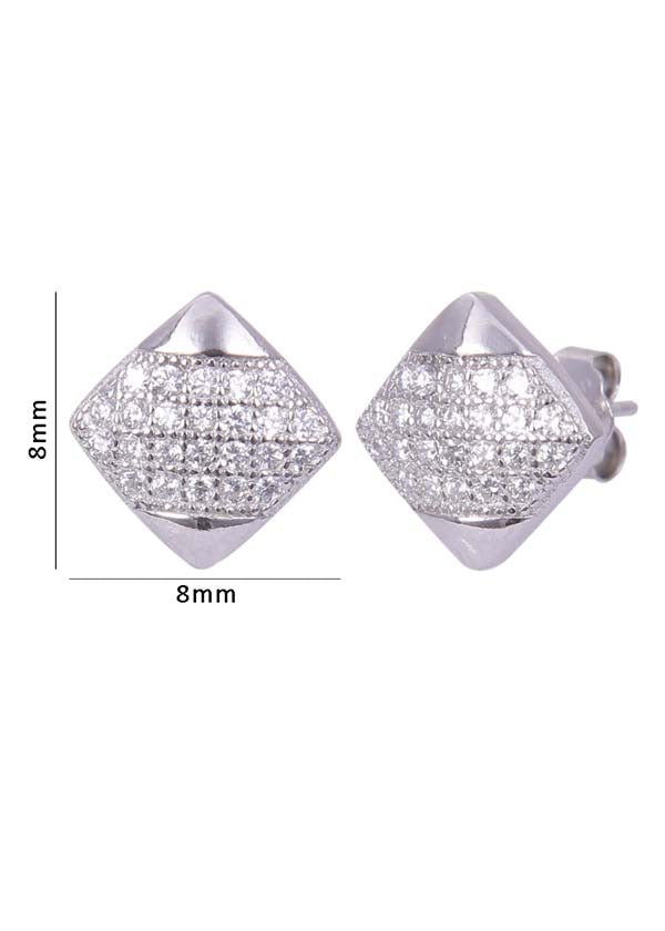 925 Sterling Silver Square Cz Studs - Studs