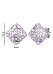 925 Sterling Silver Square Cz Studs - Studs
