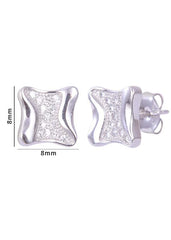 925 Sterling Silver Square Shape Cz Stud - Studs