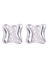 925 Sterling Silver Square Shape Cz Stud - Studs