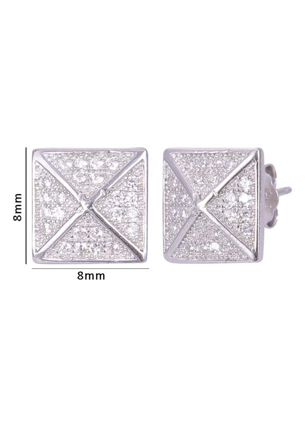 925 Sterling Silver Square Shape Cz Studs - Studs