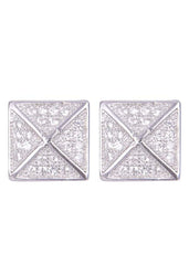 925 Sterling Silver Square Shape Cz Studs - Studs