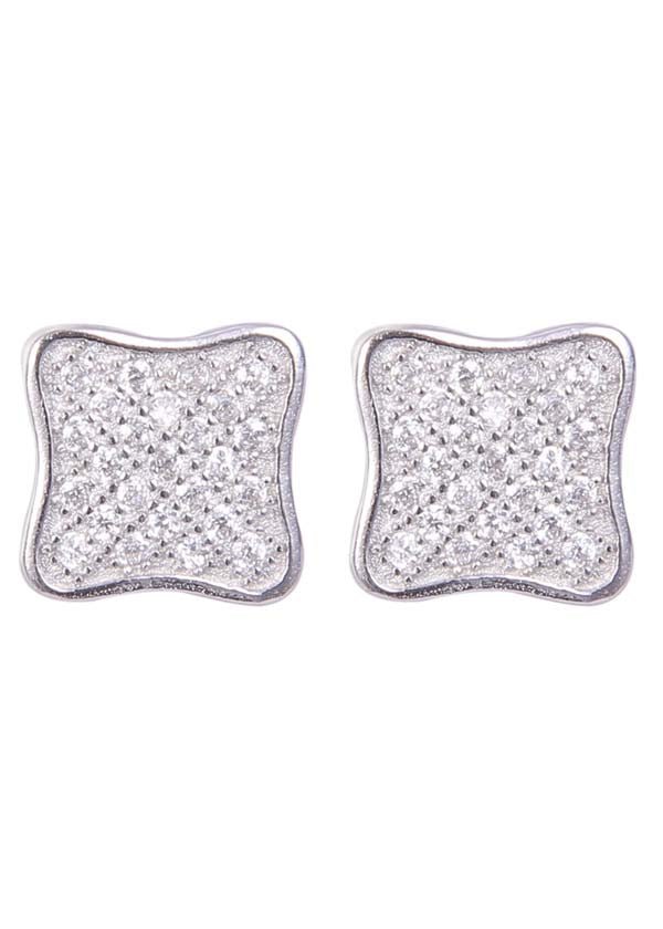 925 Sterling Silver Square Shape Cz Studs - Studs