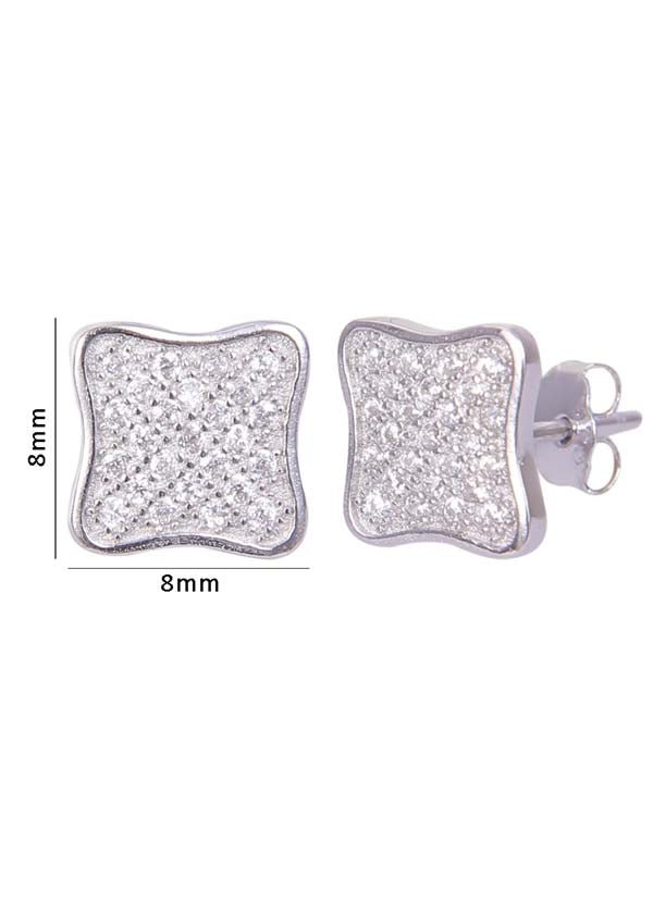 925 Sterling Silver Square Shape Cz Studs - Studs