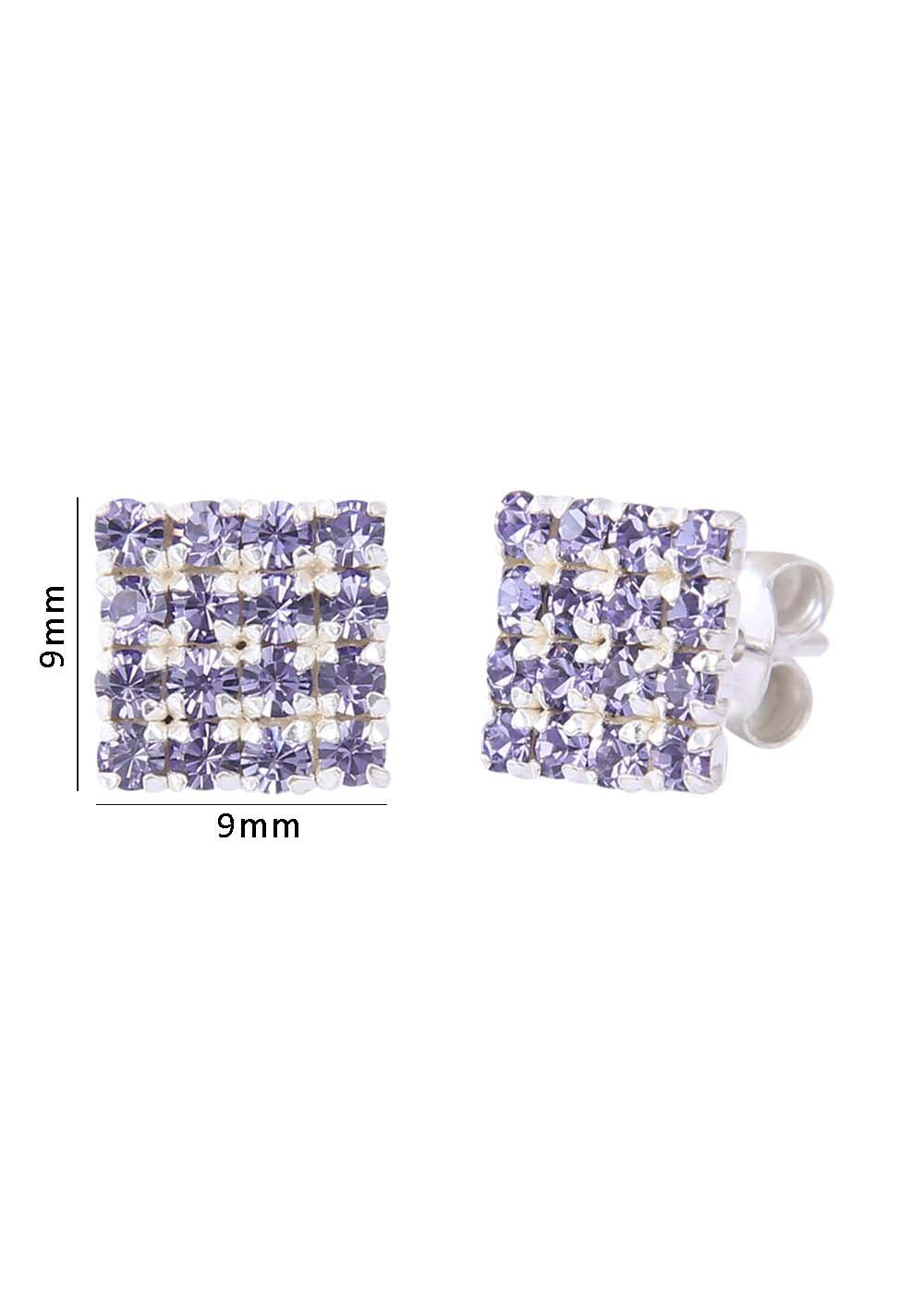 92.5 Sterling Silver Square Studs Earrings Unisex - Studs