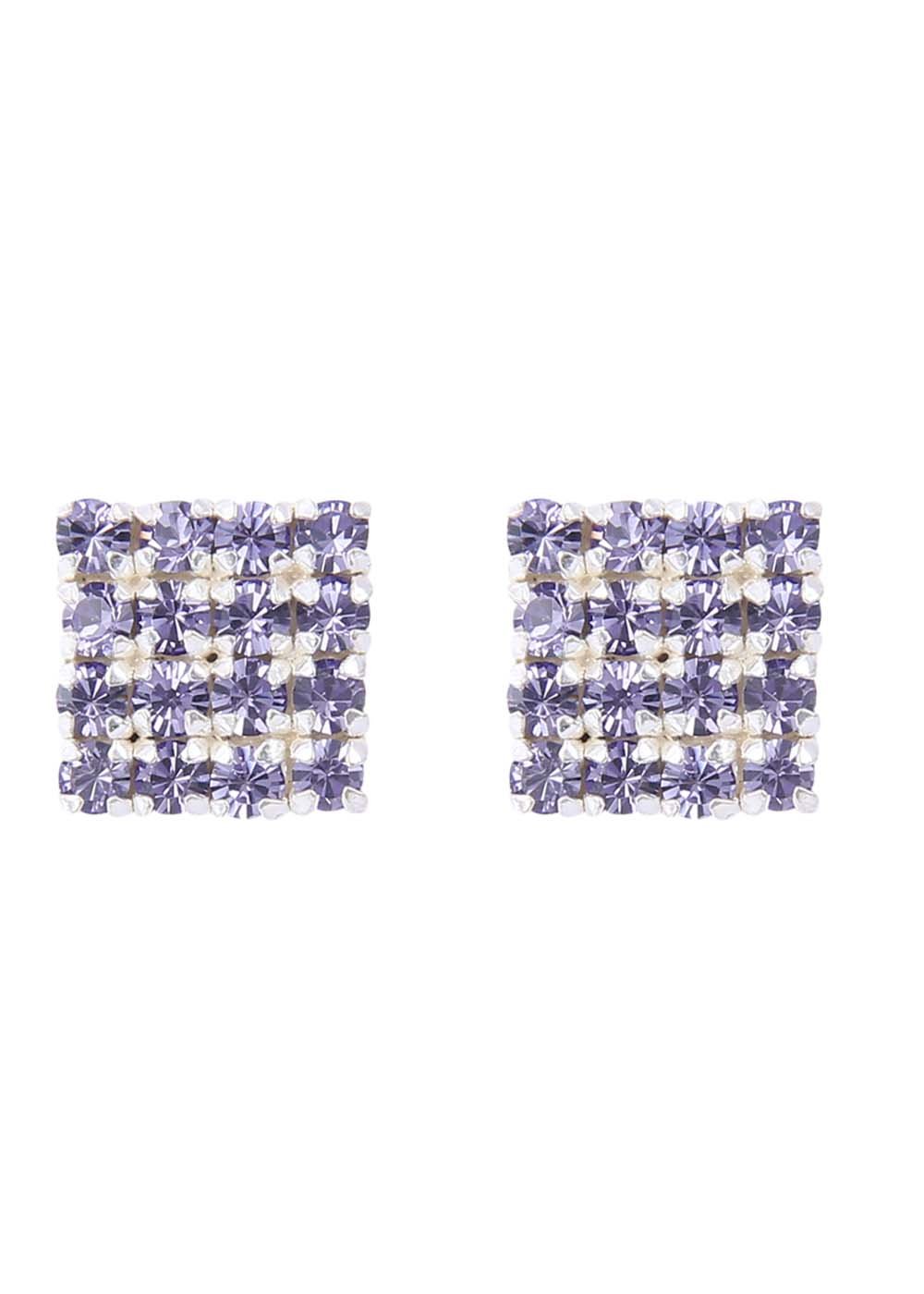 92.5 Sterling Silver Square Studs Earrings Unisex - Studs