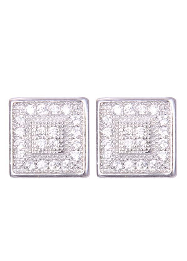 925 Sterling Silver Stylish and Trendy Square Shape Cz Studs - Studs