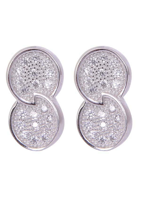 925 Sterling Silver Stylish Infinity Cubic Zircon Stud Earrings - Studs