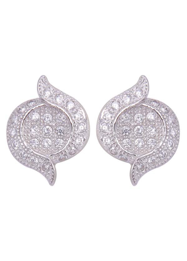 925 Sterling Silver Unique Pair of Cubic Zircon Stud - Studs