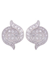 925 Sterling Silver Unique Pair of Cubic Zircon Stud - Studs
