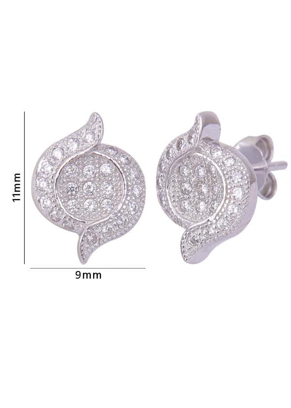925 Sterling Silver Unique Pair of Cubic Zircon Stud - Studs