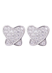 925 Sterling Silver unique pair of Heart-Shaped Cubic Zircon Stud Earrings - Studs