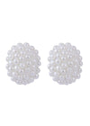 92.5 Sterling Silver White Pearl Oval Studs in Silver