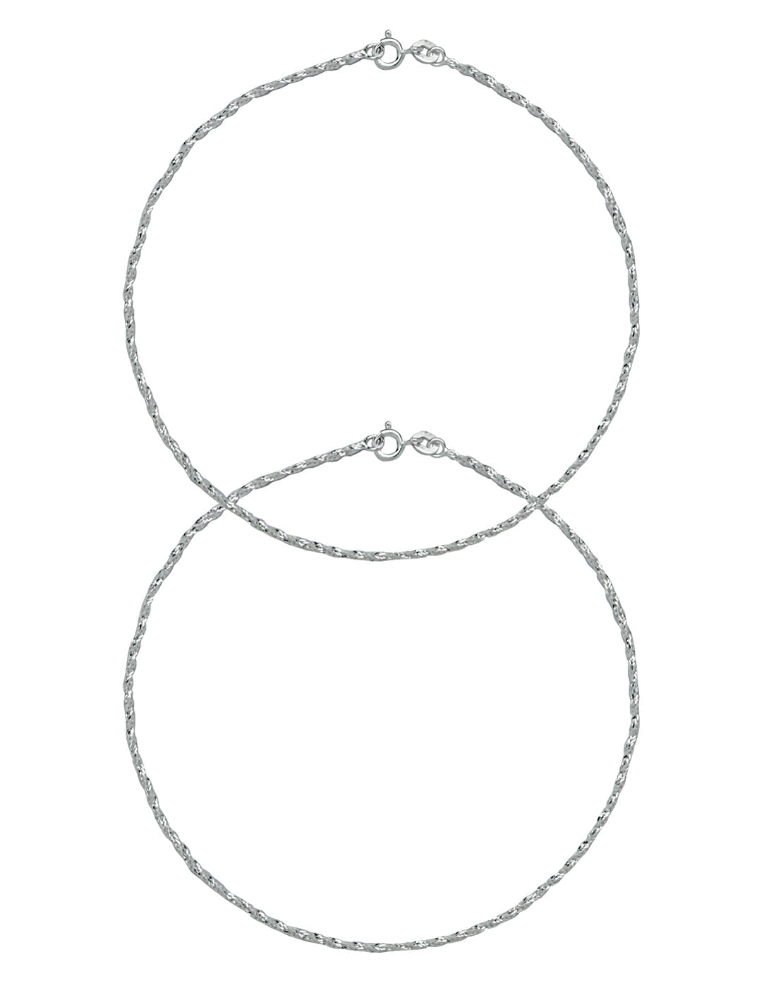 92.5 Sterling Silver Pair of Designer Anklets Payal