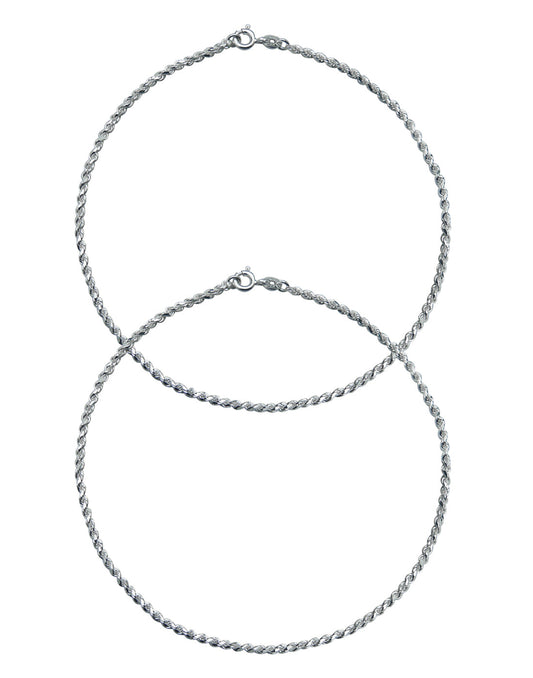 Pair of Twisted Anklets in 92.5 Sterling Silver