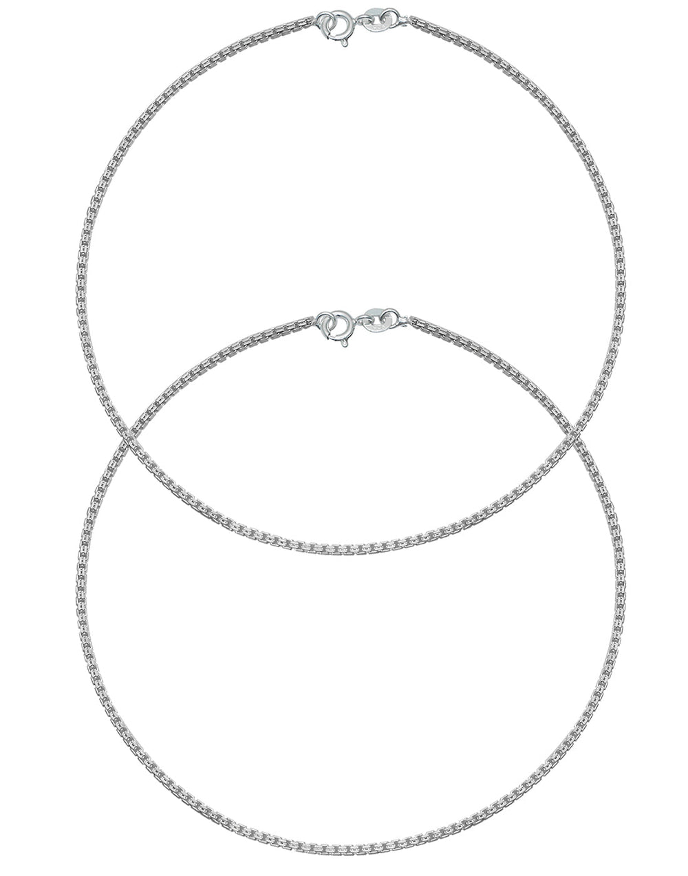 Pretty pair of Anklets in 92.5 Sterling Silver