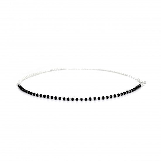 Half n Half Designer and Adjustable Single Anklet with Black Beads and 925 Silver Chain
