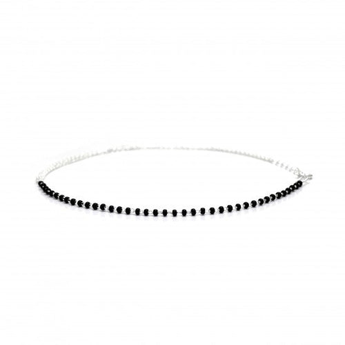 Half n Half Designer and Adjustable Single Anklet with Black Beads and 925 Silver Chain - Default Title - Abhooshan