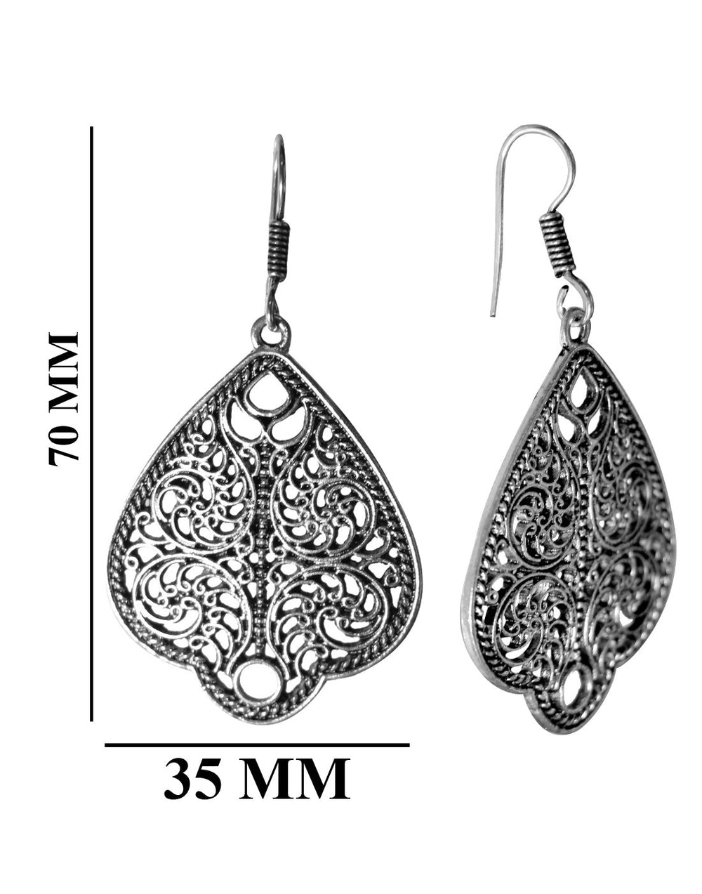 Silver Alloy Tribal Boho Leafy Pair of Earrings
