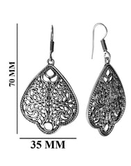 Silver Alloy Tribal Boho Leafy Pair of Earrings