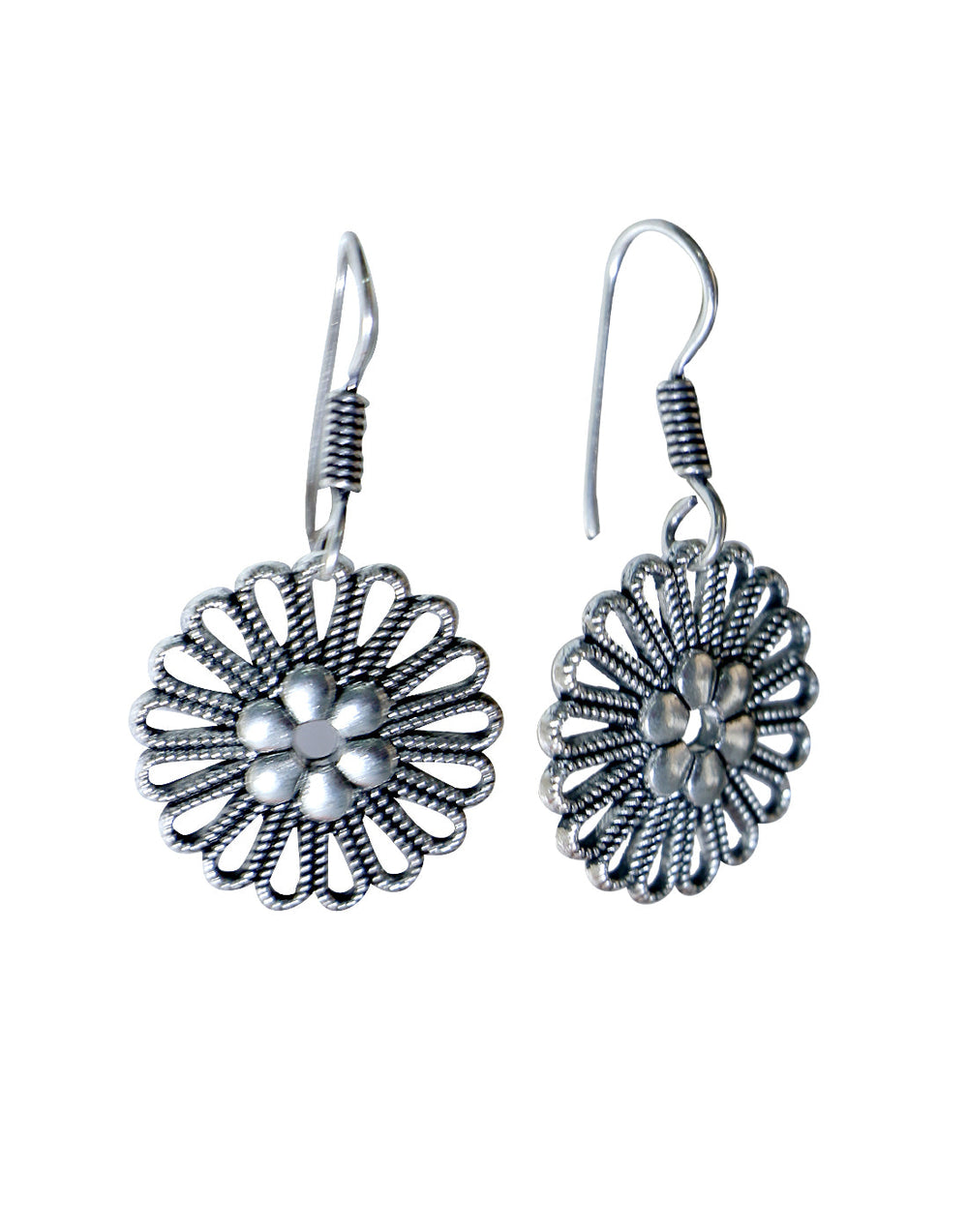 Silver Alloy Tribal Boho Look Earrings