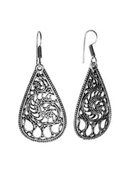 Drop Shaped Earrings in Silver Alloy Tribal Boho Look