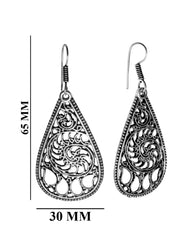 Drop Shaped Earrings in Silver Alloy Tribal Boho Look