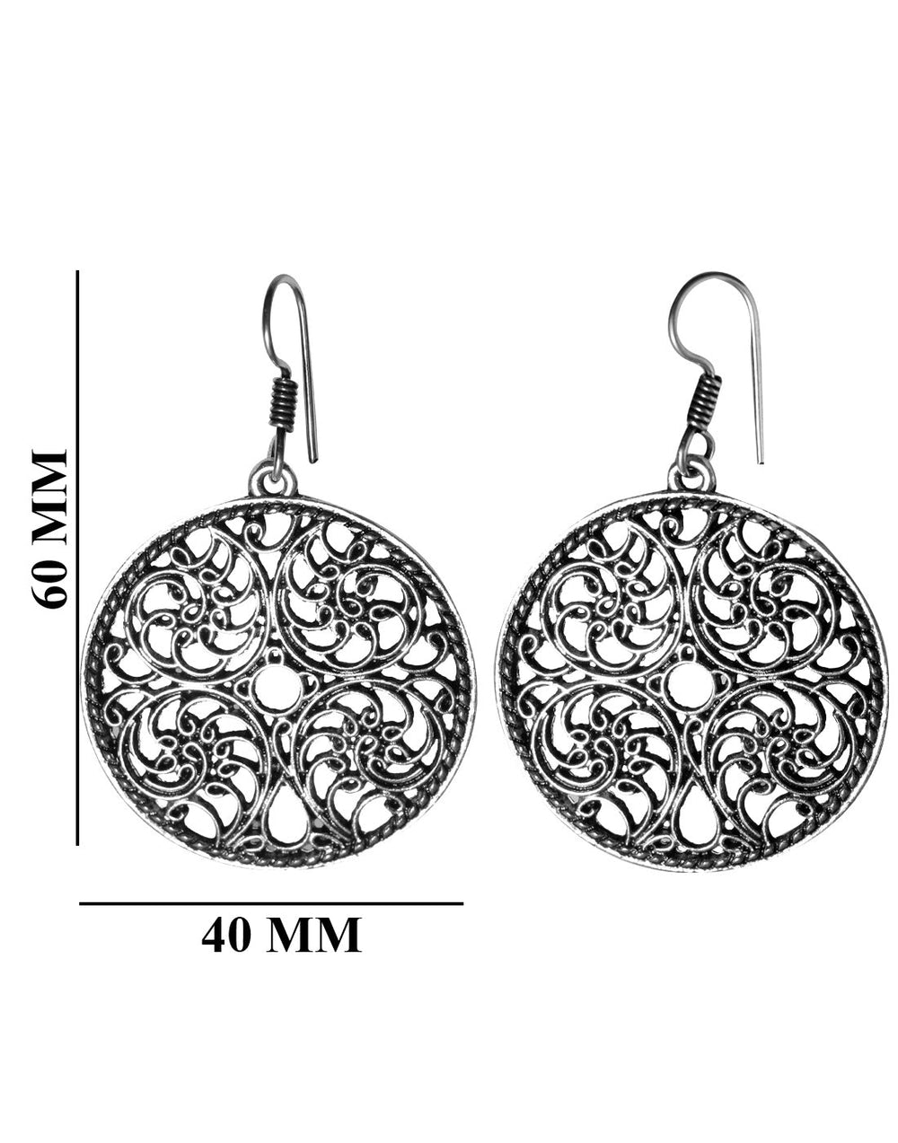 Silver Alloy Designer Tribal Boho Look Pair of Oxidized Earrings