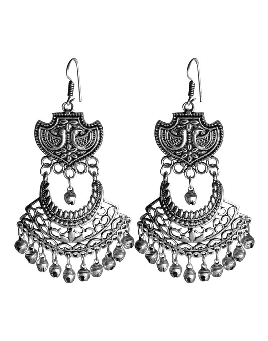 Afghani Earrings in Silver Alloy for Women