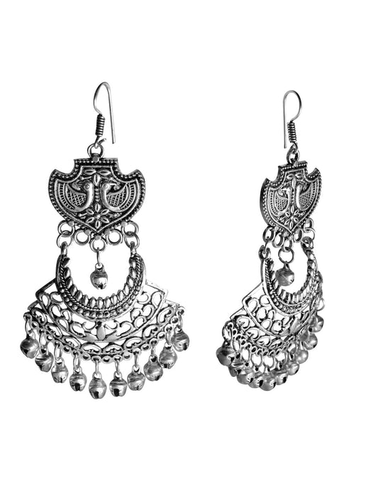 Afghani Earrings in Silver Alloy for Women