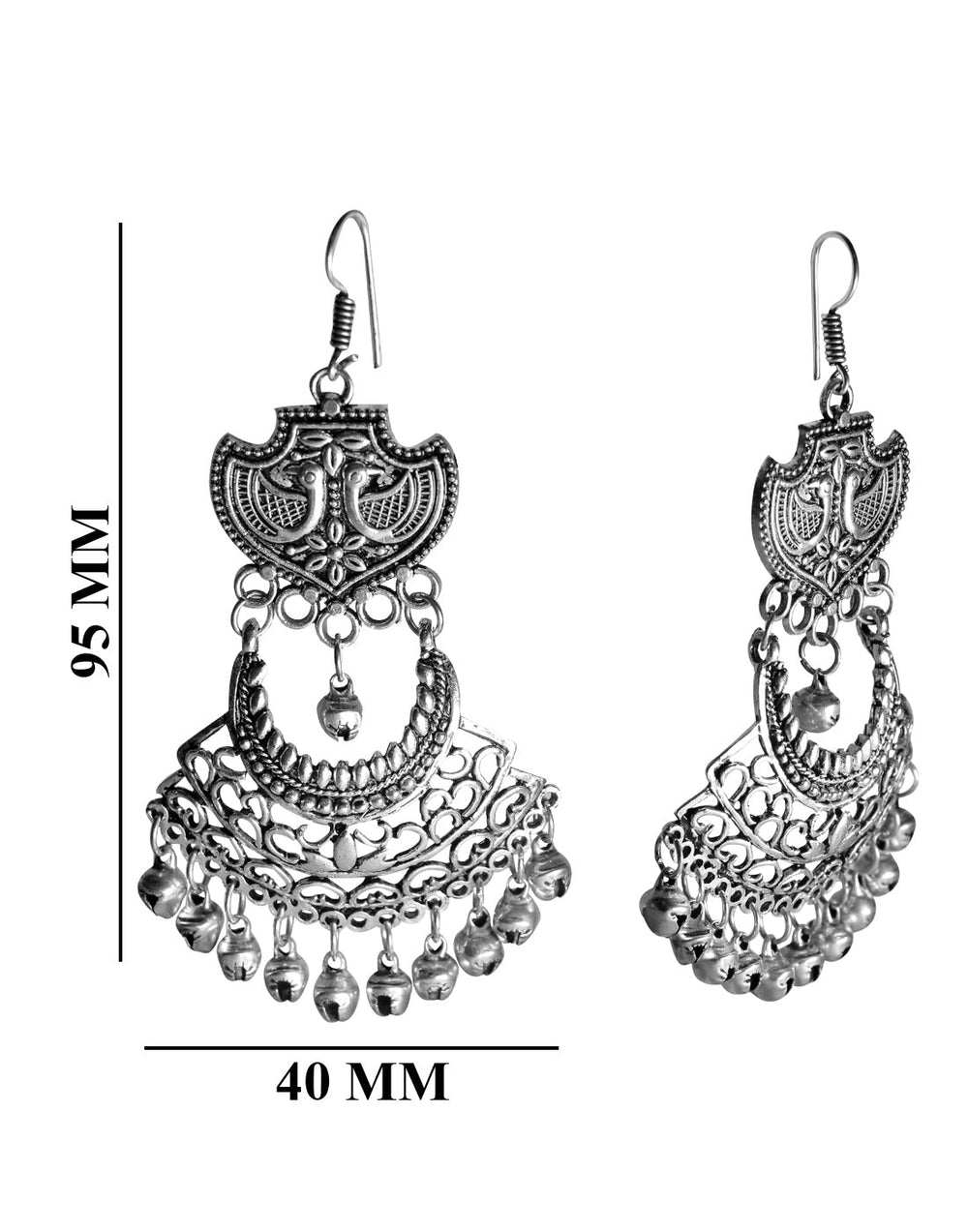 Afghani Earrings in Silver Alloy for Women