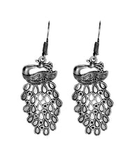 Silver Alloy Chic Pair of Peacock Earrings