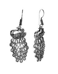 Silver Alloy Chic Pair of Peacock Earrings