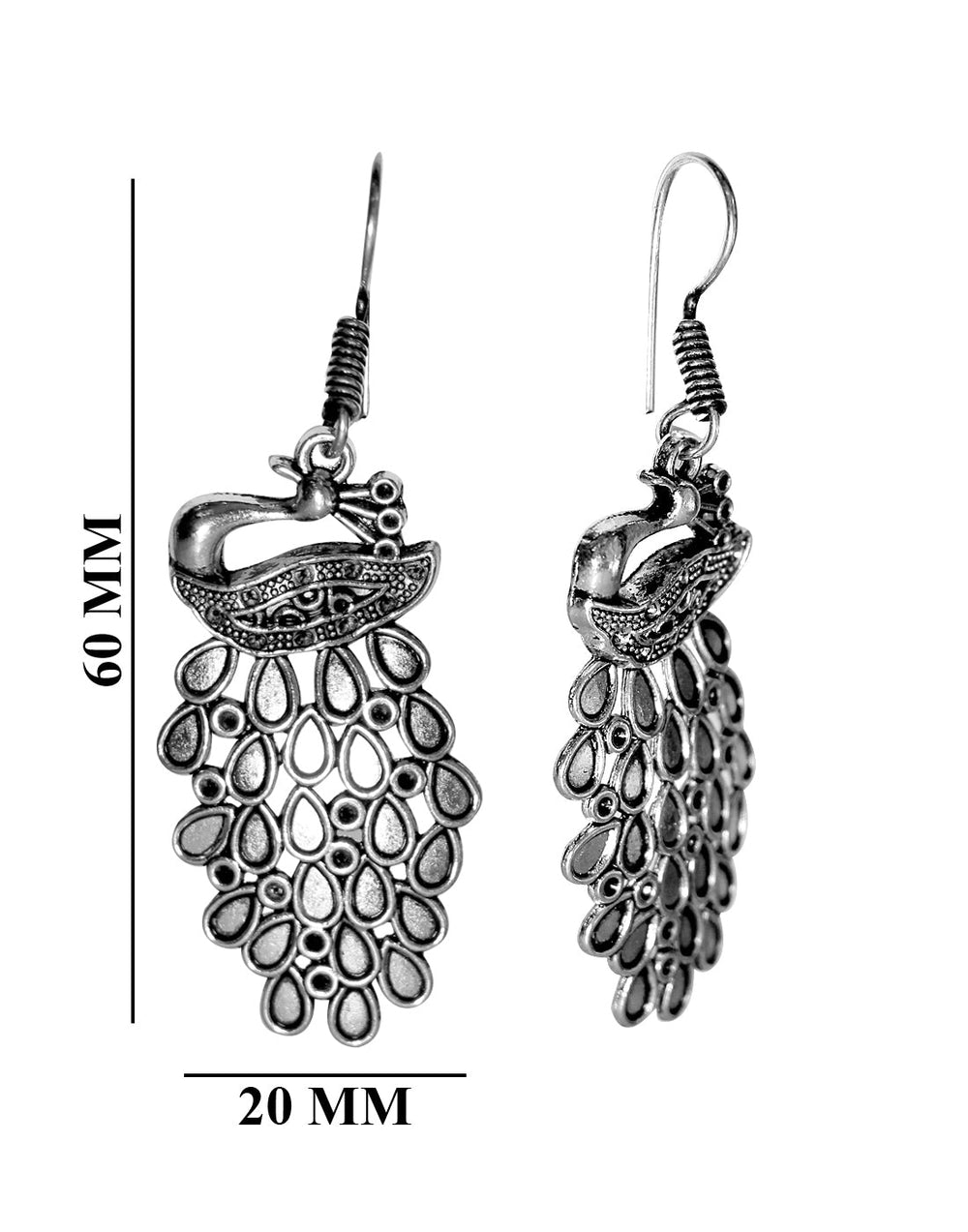Silver Alloy Chic Pair of Peacock Earrings